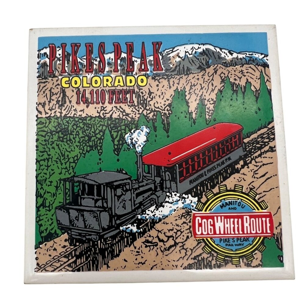 Pikes Peak Colorado Cog Wheel Route 4.25" Ceramic Wall Souvenir Tile